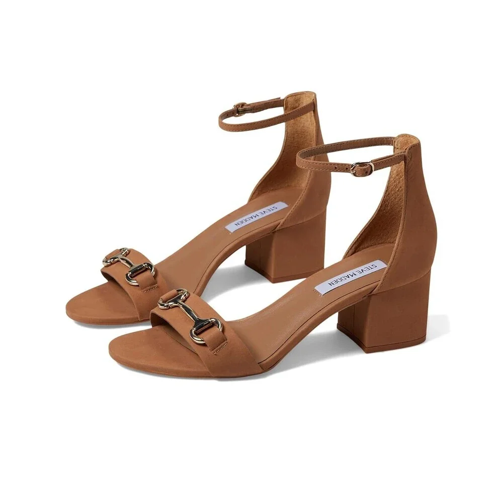 Steve Madden Irenee-B IREN17S1 Sandal Womens 6.5 Tan Nubuck Ankle Strap JOBB1366
